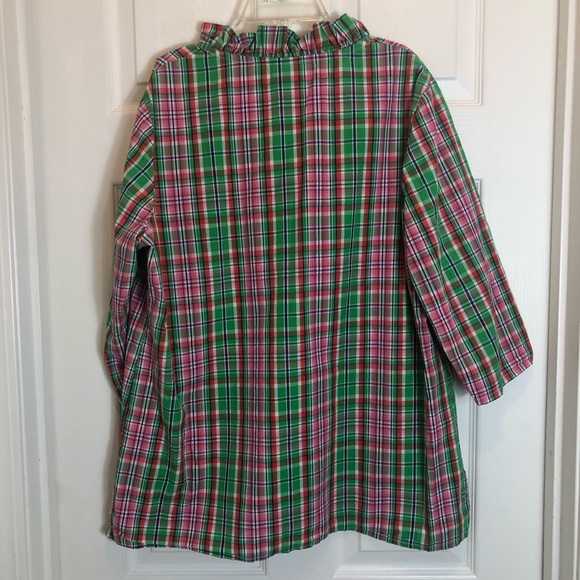 Harley and the Hound Plaid V-Neck Ruffle Neck Blouse. Size XL - Picture 8 of 8